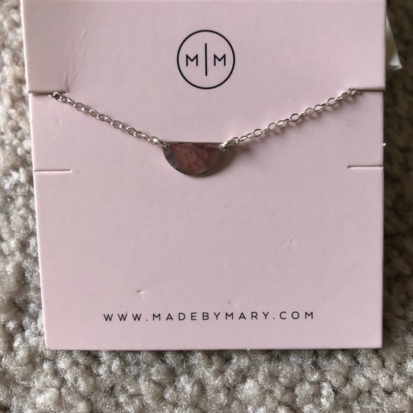 Sterling Silver Mini Hammered Half Moon Necklace - Picture 3 of 5